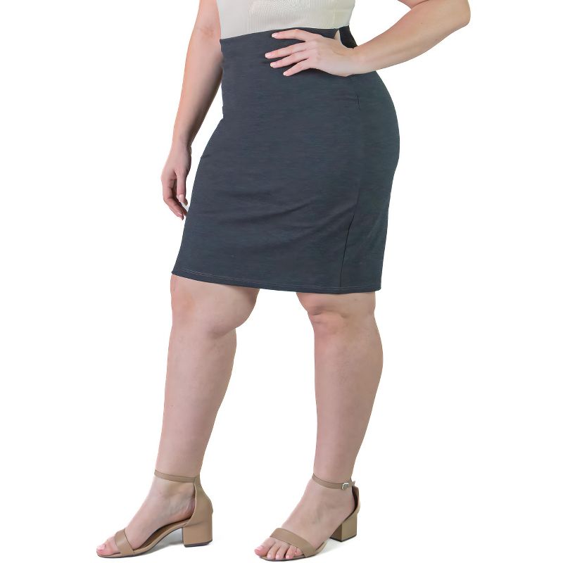 Plus Size Elastic Waistband Knee Length Skirt, 4 of 7