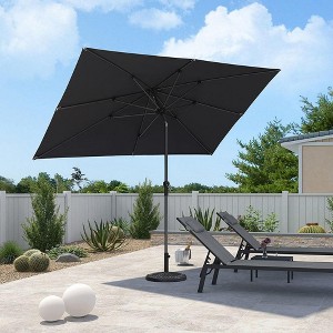 PURPLE LEAF Crank and Tilt Table Umbrella Outdoor Patio Market Umbrella with Visible Hand Crank System With Base - 1 of 4