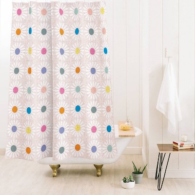 Schatzi Brown Retro Jumbo Daisy Pastel Shower Curtain Pink - Deny Designs