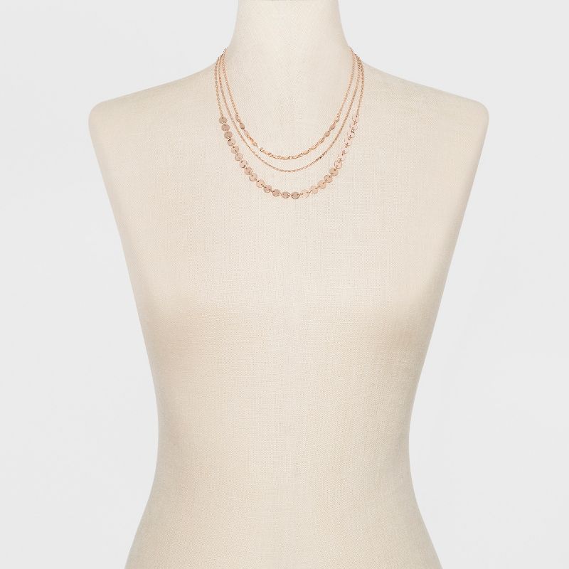 Three Multi Chain Rows Short Necklace - A New Day&#8482; Rose Gold, 2 of 4