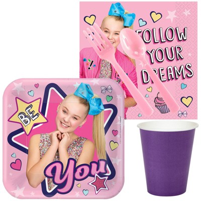 Birthday Express JoJo Siwa Standard Tableware Kit - Serves 8 Guests