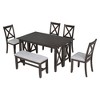 CAVINAS Dining Table Set for 6 Solid Wood Space Saving Foldable Table and 4 Chairs with Bench for Kitchen - 2 of 4