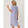 cheibear Women's Casual V-neck Short Sleeve T-shirt Dress Nightshirt Basic Midi Shirtdress - 3 of 4