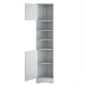 Okak 66.9 Inch Tall Bathroom Corner Cabinet with 2 Doors and Open Shelves, Multi-Functional Cabinet for Dining Room, Bathroom, Kitchen - 1 of 4