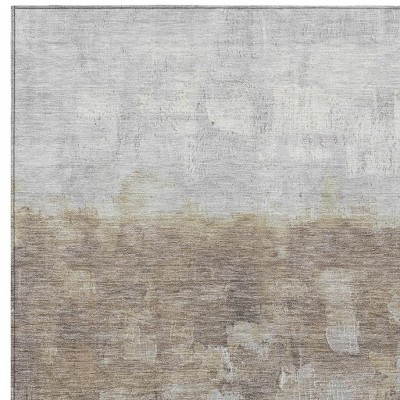 HomeRoots 5' X 8' Taupe And Silver Abstract Washable Indoor Outdoor Area Rug