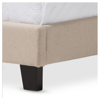 Modern Beige Linen Twin Platform Bed with Diamond Tufting