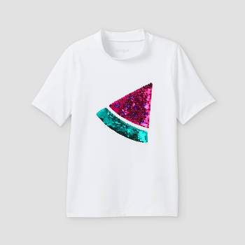 Girls' Watermelon Flip Sequin Short Sleeve Rash Guard Swim Shirt - Cat & Jack™ White