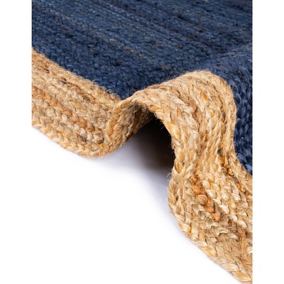 Handmade Navy Blue Braided Reversible Rectangular Rug
