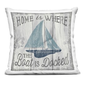 Stupell Industries Home is Where The Boat's Docked Nautical Family Indoor Decorative Throw Pillow, 18 x 18 - 1 of 3