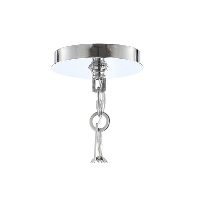 Polished Chrome 20" Drum Pendant with Scalloped Linen Shade and LED Bulbs