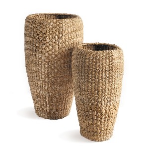 Plum & Post Seagrass Tall Round Planters, Set Of 2 - 1 of 4