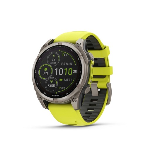 Garmin Fenix 8 47mm Solar Sapphire Titanium with Amp Yellow/Graphite Silicone Band - image 1 of 4