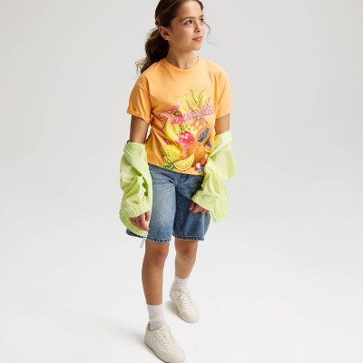 Cat & Jack Girls' Oversized Short Sleeve Graphic Jersey T-Shirt - Cat & Jack™ Mango Orange L — фото 4