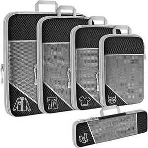 5 Set Compression Packing Cubes, Ultralight Expandable Packing Organizers for Travelers, Airplane Cruise Car Train - 1 of 4