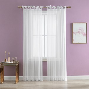 Betsey Johnson Solid Sheer Sheer- 2 Piece- Drapes, White- 74X84 - 1 of 4