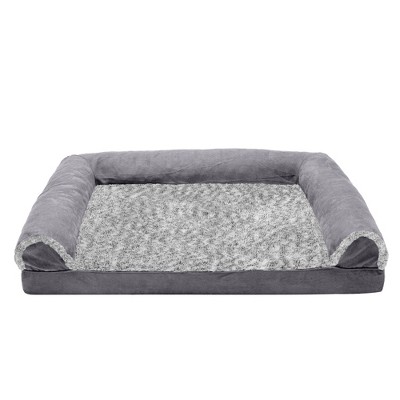 Large Gray Orthopedic Faux Fur and Suede Pet Sofa Bed