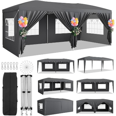 10x20 Pop Up Canopy Tent with 6 Removable Sidewalls, Waterproof Commercial Canopy Outdoor Gazebo Garden Tents for Parties with Sandbags