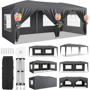 10x20 Pop Up Canopy Tent with 6 Removable Sidewalls, Waterproof Commercial Canopy Outdoor Gazebo Garden Tents for Parties with Sandbags - 1 of 4