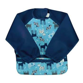 green sprouts Snap & Go Easy-wear Long Sleeve Bib - Aqua Dogs - 12/24 Months