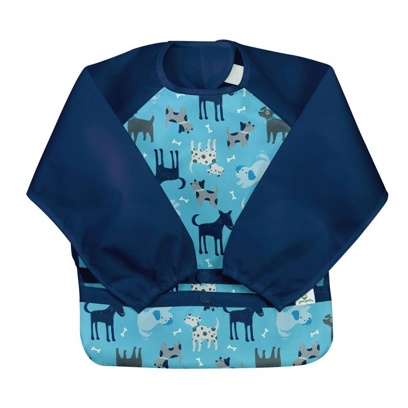 green sprouts Snap &#38; Go Easy-wear Long Sleeve Bib - Aqua Dogs - 12/24 Months, 1 of 7
