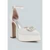 Pearls Brooch Detail Platform Block Heel Sandals Women - 2 of 4