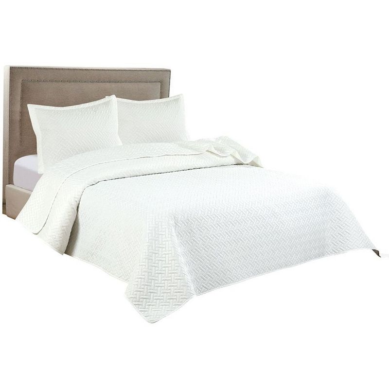Legacy Decor 3 PCS Squared Stitched Reversible All Season Bedspread Quilt Coverlet Oversized, 2 of 8