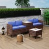 4-Piece Rattan Patio Set – Modular Sectional with Storage Box & Glass Table, Weather-Resistant for Outdoor Lounge, Balcony - 2 of 4
