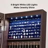 LED Jewelry Armoire with Full-Length Mirror, Lockable Storage Cabinet with 2 Drawers, 32 Necklace Hooks, 84 Ring Slots & Velvet Lining, Brown - 3 of 4