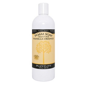 Plantlife Vanilla Orange Foam Soap Refill – Moisturizing, Plant-Based for All Skin Types– Hand & Body Wash, Shaving, Kids’ Foaming Fun – 16oz - 1 of 3