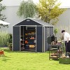 Dark Gray Resin Backyard Storage Shed with Window, Outdoor Plastic Garden Tool Shed, Weatherproof Roof Storage Shed with Large Space-Coolbibila - 3 of 4
