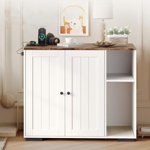 CuisinSmart Cat Litter Robot Enclosure Cabinet, Cat Litter Box Furniture Hidden with Charging Station+Scratching Pad, for Living Room Apartment - 1 of 4