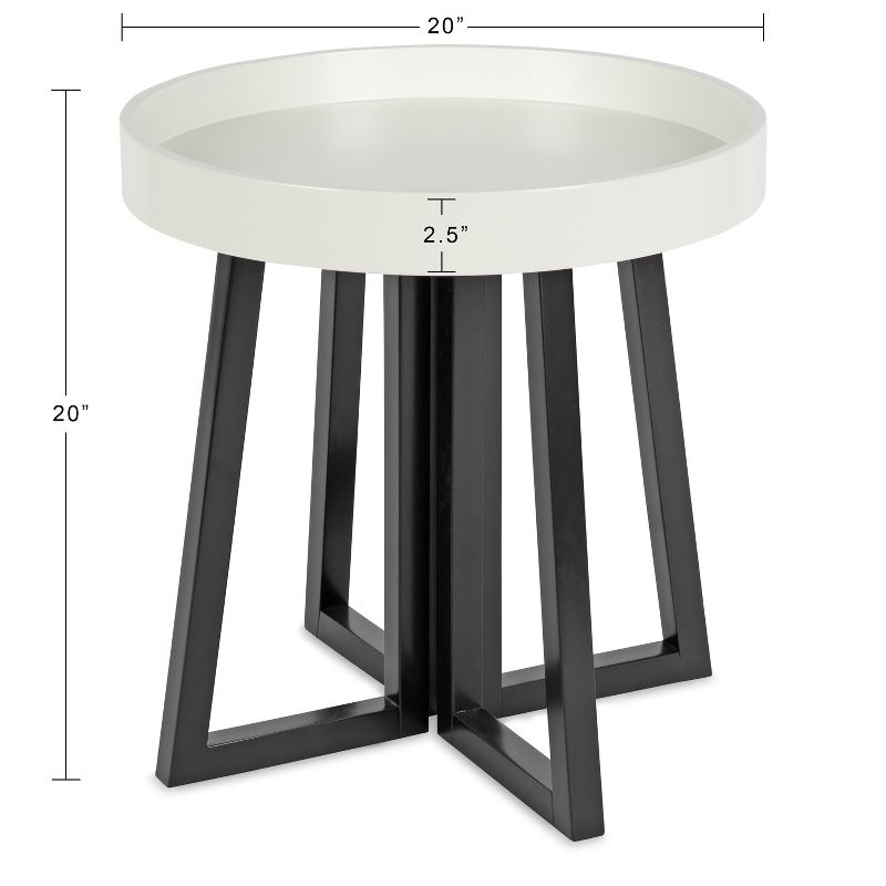 Kate and Laurel Avery Round MDF Side Table, 20x20x20, Black and White, 2 of 7