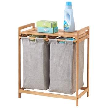 Mdesign Bamboo Freestanding Laundry Furniture Storage & Hamper ...