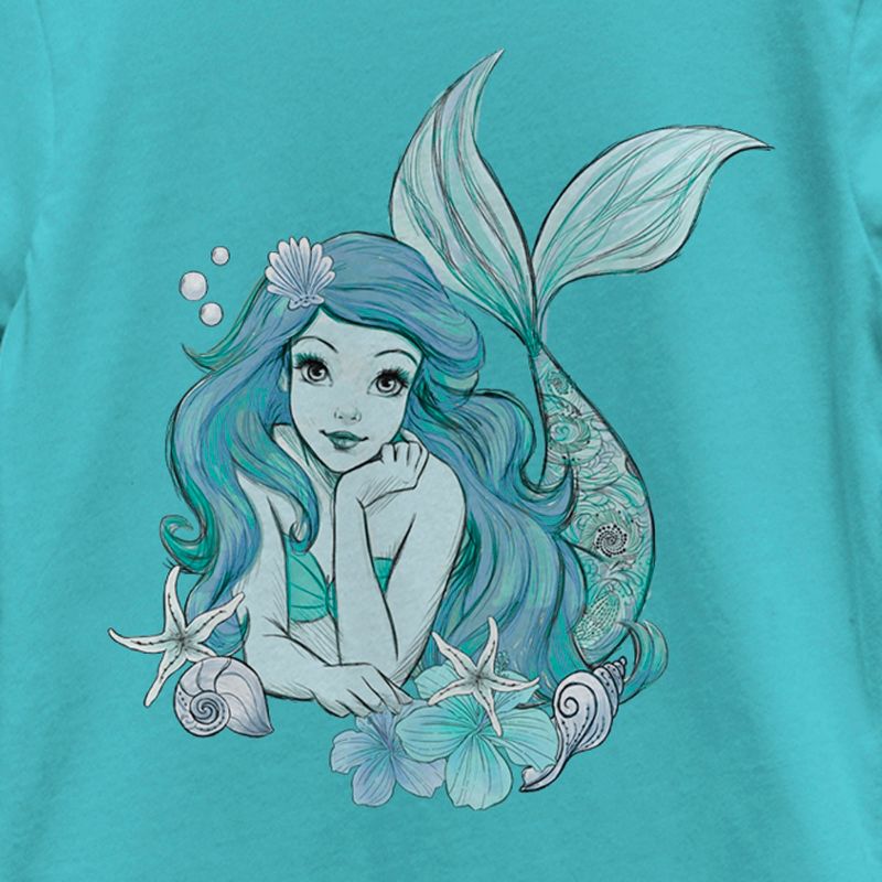Girl's The Little Mermaid Ariel Under the Sea Portrait T-Shirt, 2 of 5