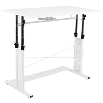 Flash Furniture Height Adjustable (27.25-35.75"H) Sit to Stand Home Office Desk - White