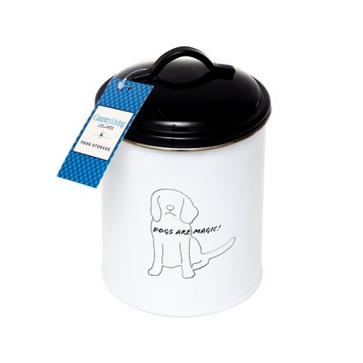 Black and White Airtight Metal Pet Treat Canisters Set of 3
