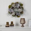 Nearly Natural 24” Silver Poinsettia, Hydrangea and Pinecones Artificial Christmas Wreath - 4 of 4