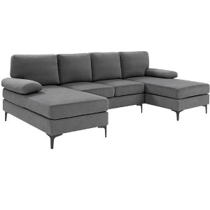 Racxily Upholstered Modular Sectional Soafa, Sectional Couches for Living Room, U-Shaped Sofa Couch with 2 Ottomans - 1 of 4