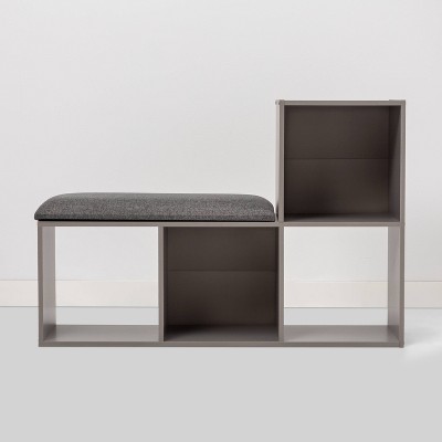 Cube Bookshelf with Bench Gray - Room Essentials™