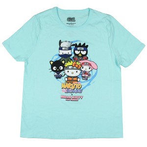 Seven Times Six Naruto Shippuden X Hello Kitty Friends Shonen Junior's Women's Adult T-Shirt Blue - 1 of 3