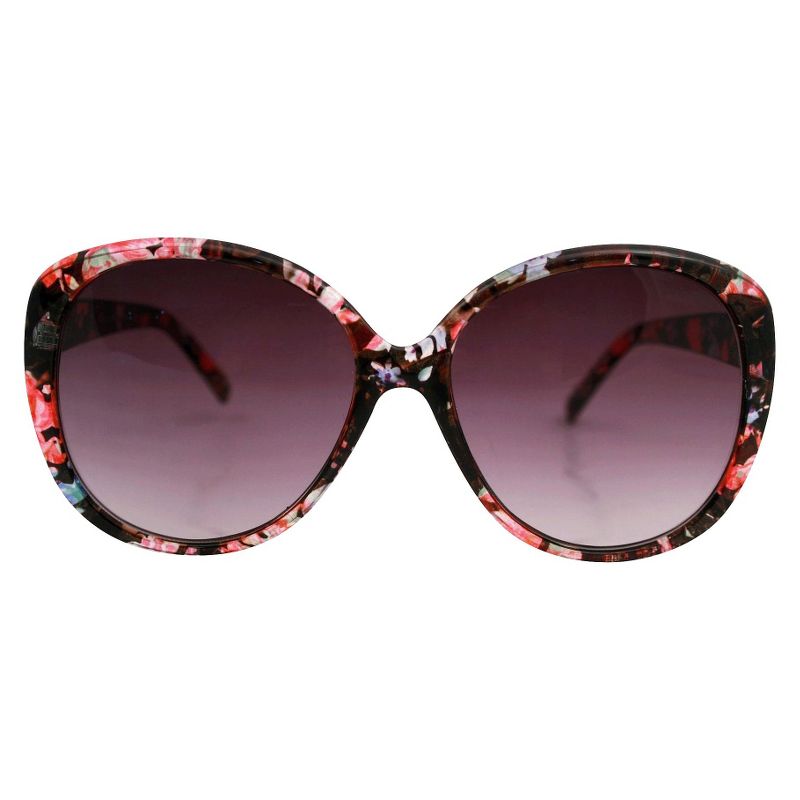 Women&#39;s Cateye Round Sunglasses with Floral Print - A New Day&#8482; Black, 1 of 2