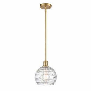 Athens Deco Swirl - 1 Light Stem Hung Mini Pendant In Industrial Style-10 Inches Tall and 8 Inches Wide - 1 of 1
