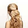 Unique Bargains Women's Double-layer Glossy Ponytail Buckle Hair Clip Gold Tone 1 Set - 2 of 4