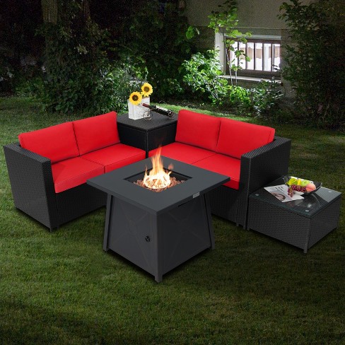 Tangkula 5pcs Outdoor Patio Furniture Set With 50,000 Btu Propane