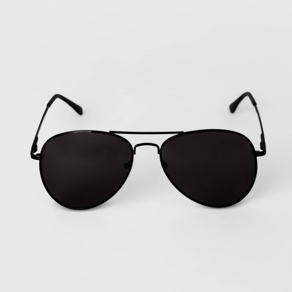 Photos - Sunglasses Men's Aviator Metal  - Goodfellow & Co™ Black