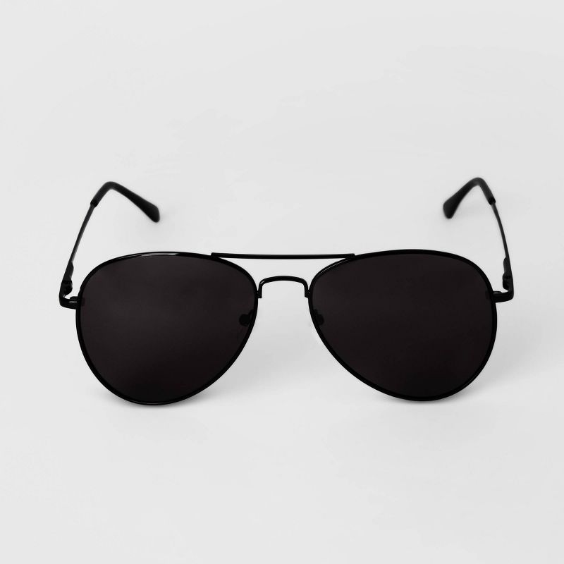 Men&#39;s Aviator Metal Sunglasses - Goodfellow &#38; Co&#8482; Black, 1 of 3