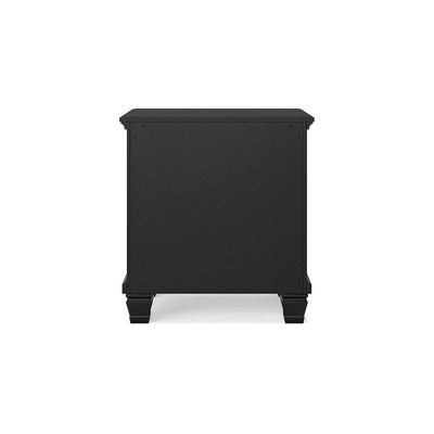 Black Hardwood 2-Drawer Nightstand with Satin Nickel Knobs