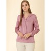 Allegra K Women's Satin Tie Neck Long Sleeve Solid Color Elegant Office Shirt - 3 of 4