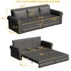 93" King Pull-Out Sleeper Sofa Bed, 3-in-1 Faux Leather Chesterfield Convertible Couch with Nailhead Trim and Rolled Arms - Koiai - 4 of 4