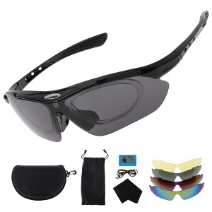 Unique Bargains Motorcycle Riding Goggles PC Tri-acetel for Outdoor Sports Dirt Bike ATV Dark Gray Lens Black Frame 1Set - 1 of 4